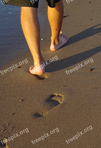 Footprints Traces Beach Sand Free Photos