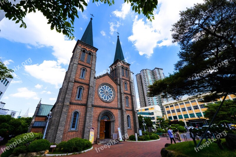 Korea Daegu Apartments On Star Calculation Cathedral Free Photos