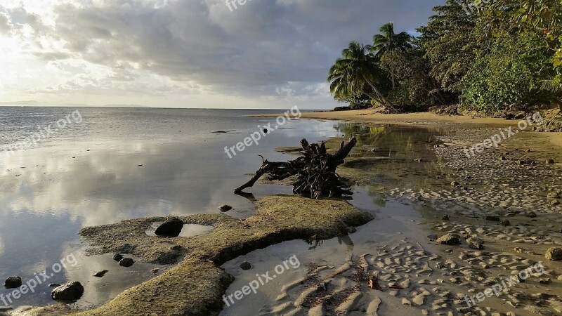 Fiji Sunset Sky Beach Ebb