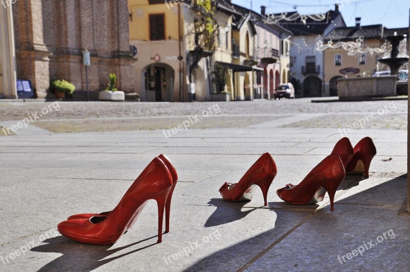 Violence Women Red Shoes Symbol Symbolic Humiliation