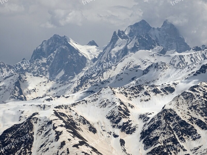 The Caucasus Mountains Top Rocks Spring