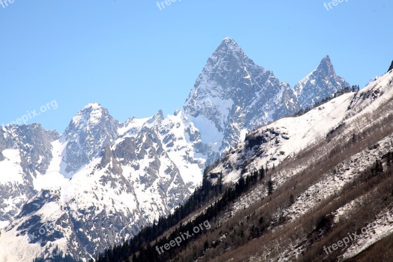 The Caucasus Mountains Top Rocks Spring