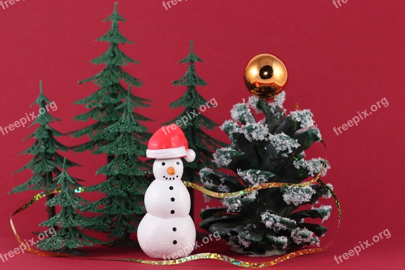 Snowman Santa Hat Christmas Christmas Time Red