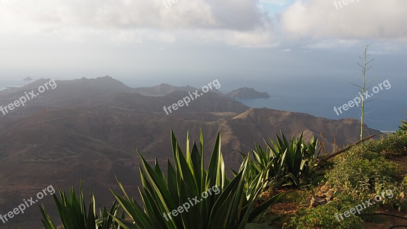 Cape Verde Sao Vicente Mountains Sea Landscape