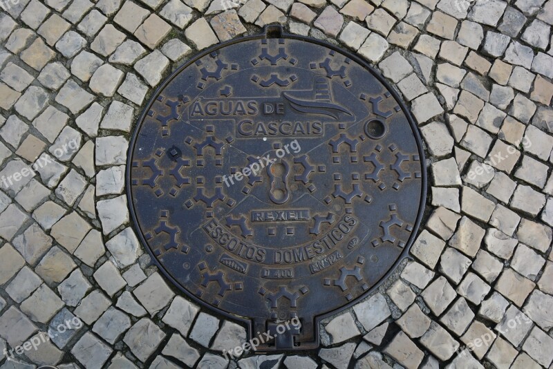 Cascais Portugal Manhole Cover Paving Stones Free Photos