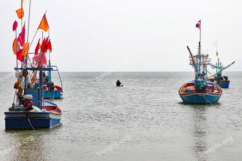 Thailand Fishing Boats Sea Water