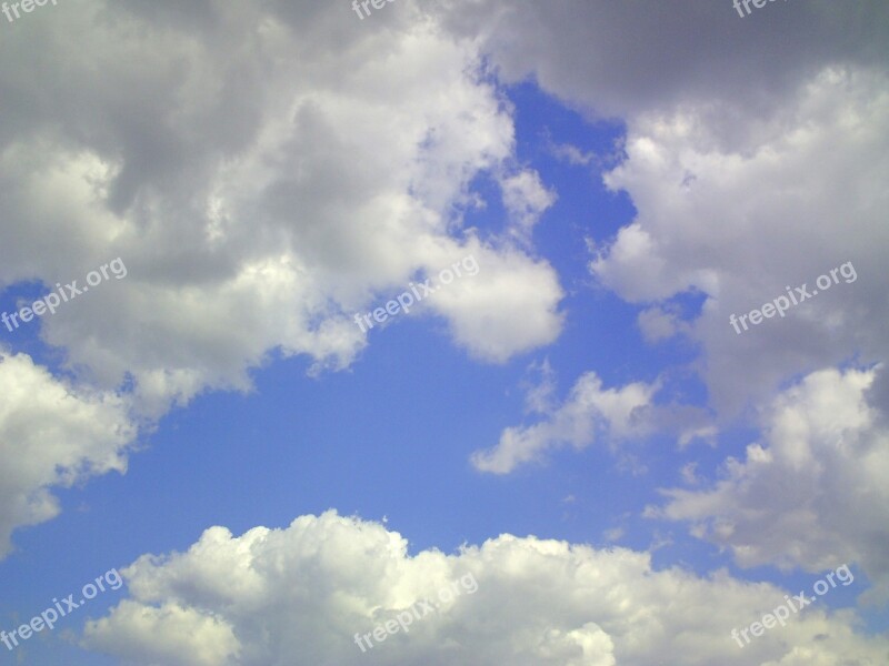 Cumulus Clouds Sky Blue August