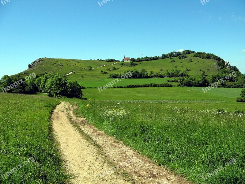 Meadow Away Table Mountain Mountain Franconian Switzerland