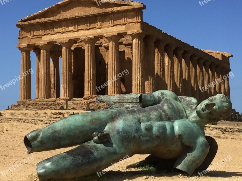 Valley Of The Temples Sicily Ruin Man Art