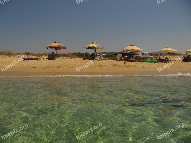 Umbrellas Beach Sea Sun Island