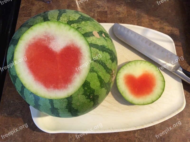 Watermelon Heart Fruit Fresh Red