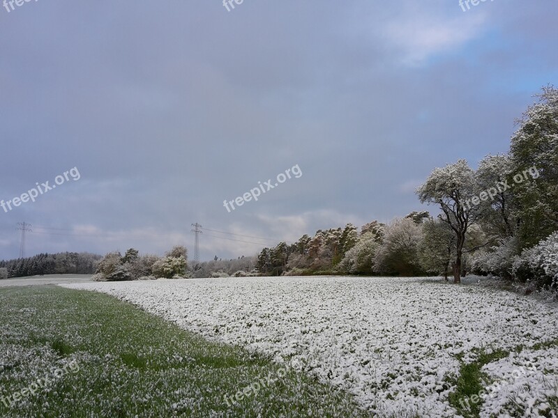 April Snow Nature Meadow April Weather