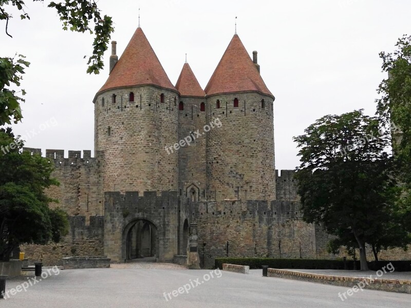 Carcassonne Medieval City Porte Narbonnaise Tours Monument