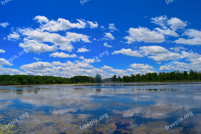 Lake Clouds Sky Blue Nature