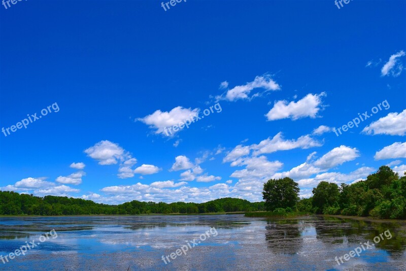 Lake Clouds Sky Blue Nature