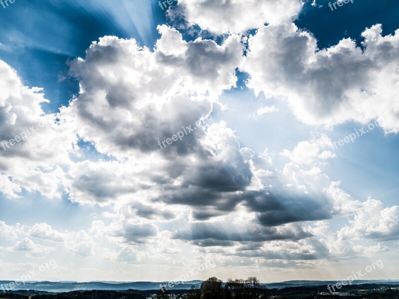 Sunbeam Clouds Rain Clouds Sky Thunderstorm