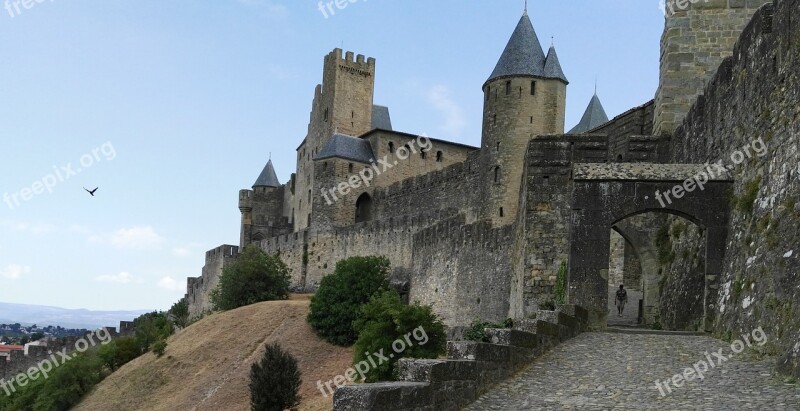 Carcassonne France Medieval City Ramparts Pierre