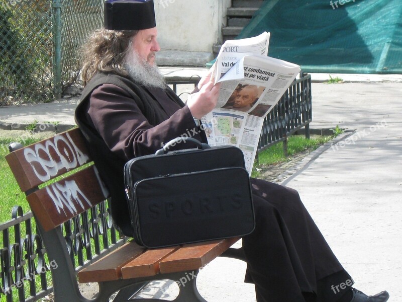 Man Old Reading Sitting Newspaper