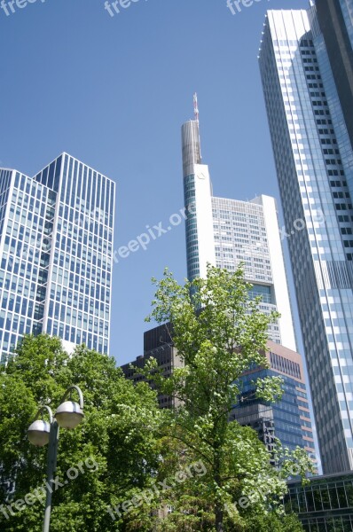 Skyscrapers Frankfurt Germany Willy Brandt Sq Financial