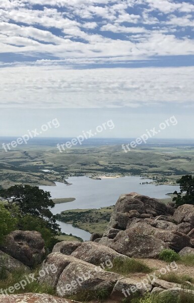 Lake Water Mountain Hill Rocks