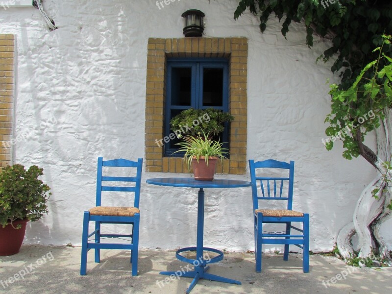 Greece Blue Traditional Old Village Greek Island