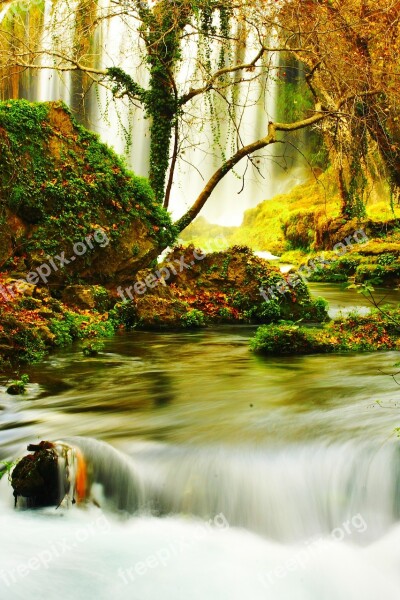 Nature Long Exposure Green Water Waterfall