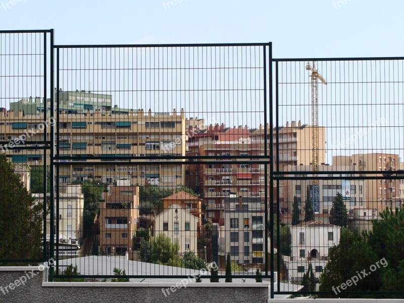 Fence Buildings City Urban Houses