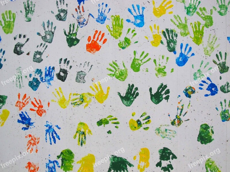 Hands Hand Children's Hands Colorful Wall