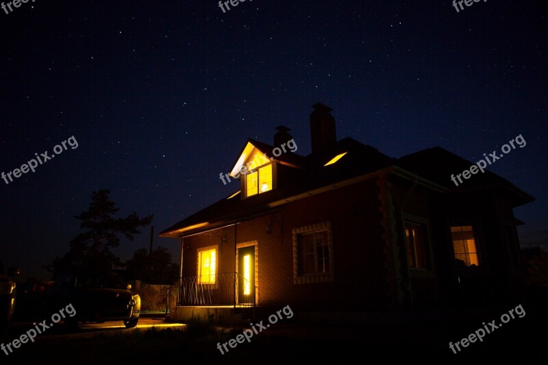 House Under The Stars Starry Sky House Under The Starry Sky Night Cottage