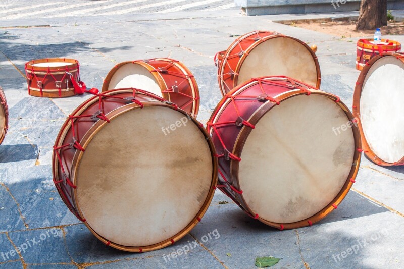 Music Drums Red Wood Rope