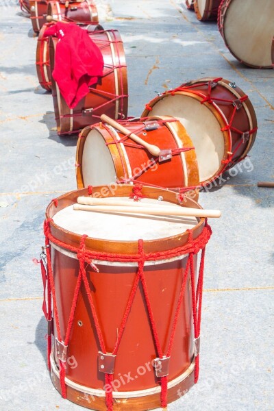 Music Drums Red Wood Rope