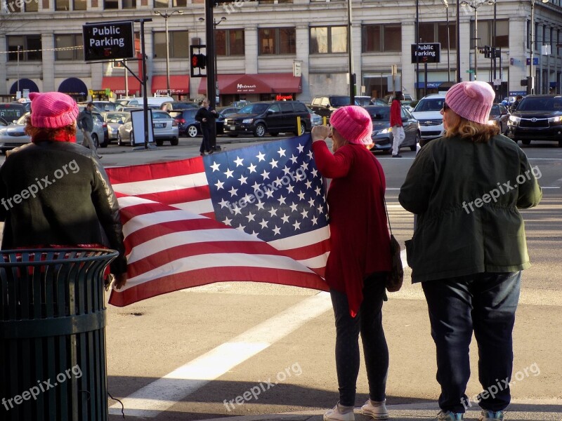 Women U S Flag Protest Free Photos