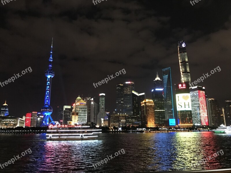 Night View Shanghai Shanghai Tower China City