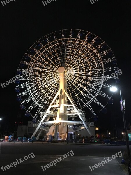 Light Up Ferris Wheel Night View Free Photos