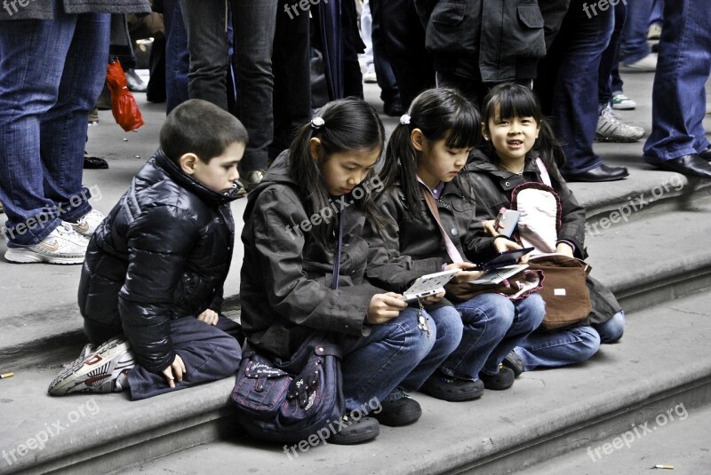 Girls Sisters Reading Playing Watching