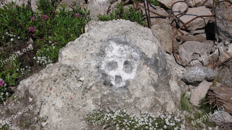 Rock Ghost Grafitti Boulder Nature