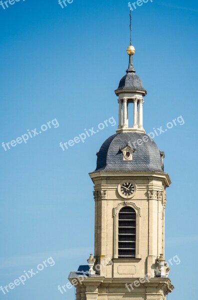 Church Steeple Architecture Close Up Clock