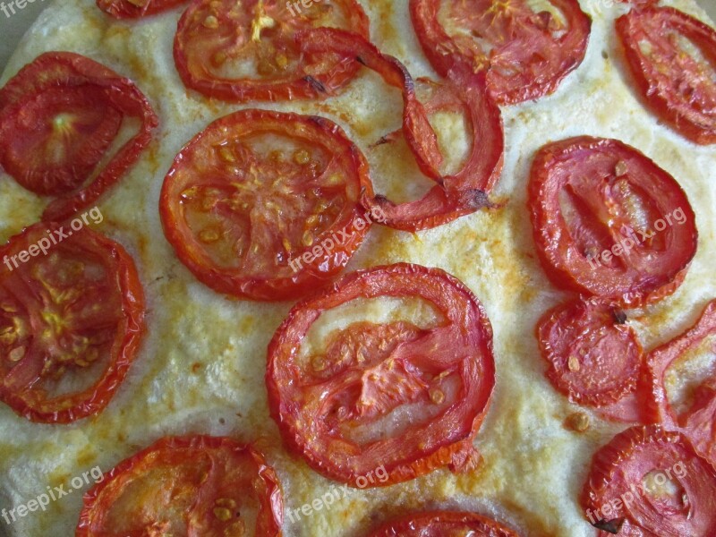 Focaccia Pizza Bread Tomatoes Baker