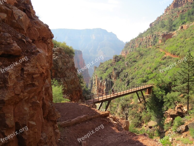 Grand Canyon Hiking Bridge Mountain Landscape