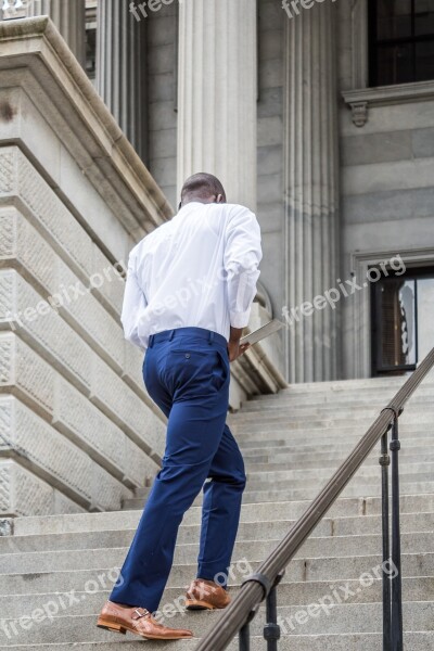 Man Walking Steps People Young