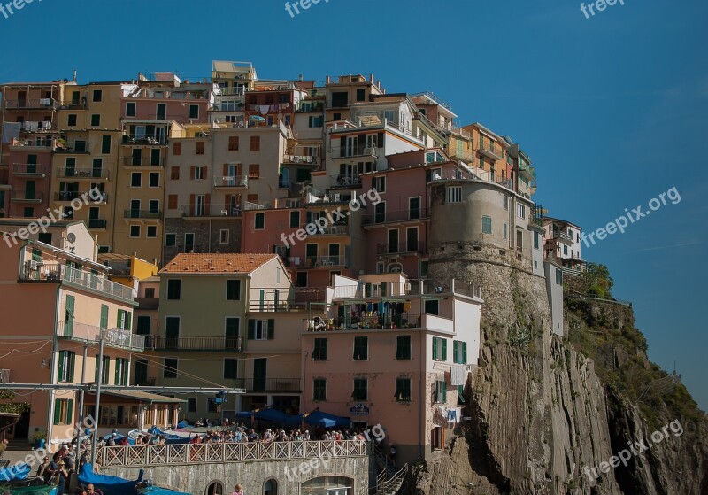 Italy Cinque Terre Corniglia Port Façades