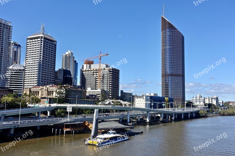 Cityscape Brisbane River Ferry Cbd