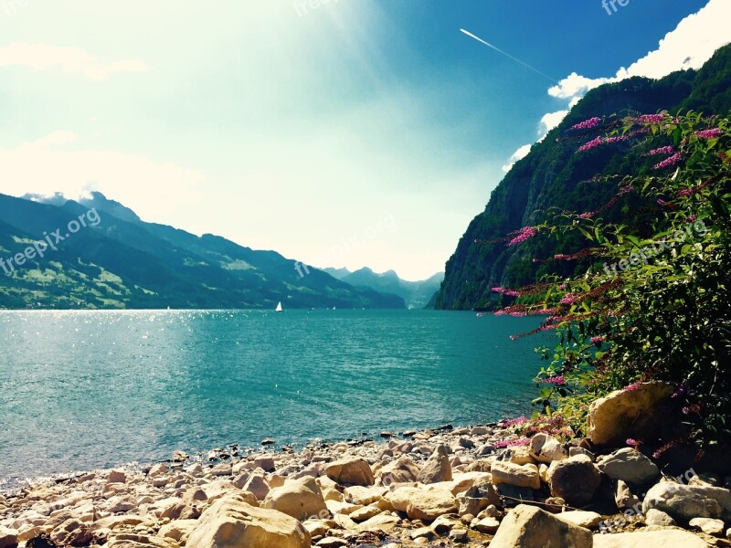 Lake Walen Switzerland Turquoise Water Mountains