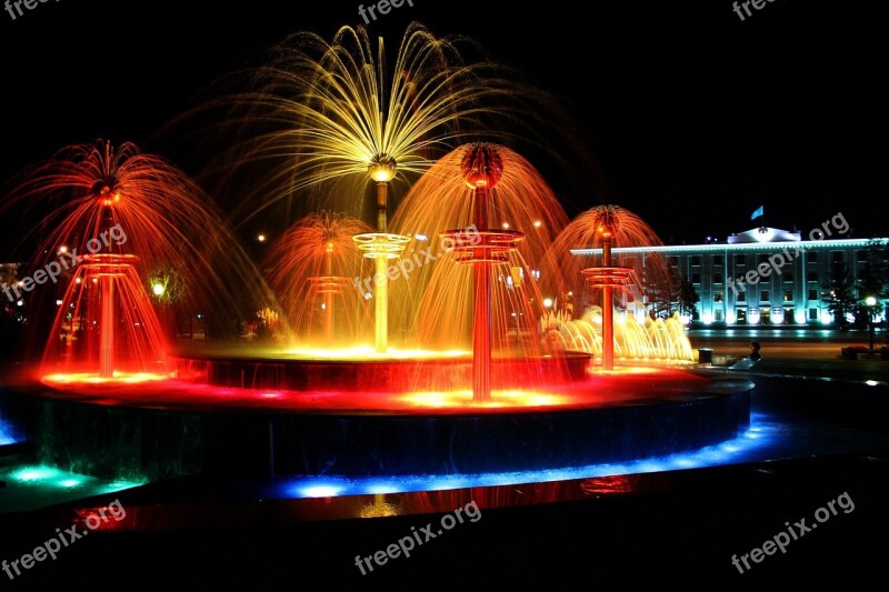 Pavlodar Fountain Evening Free Photos