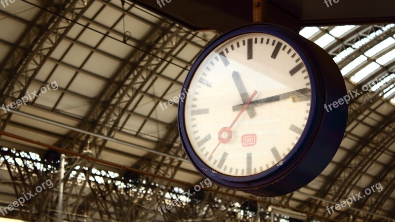 Clock Railway Station Rail Traffic Station Clock Time