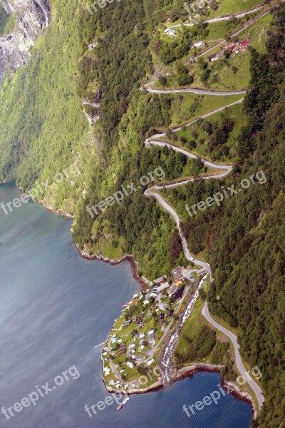 Road Serpentine Uphill Downhill Landscape