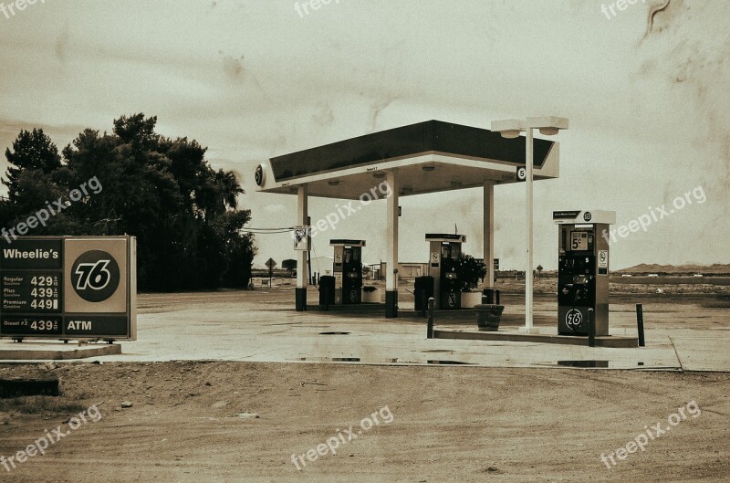 Petrol Stations Desert Abandoned Old Dilapidated