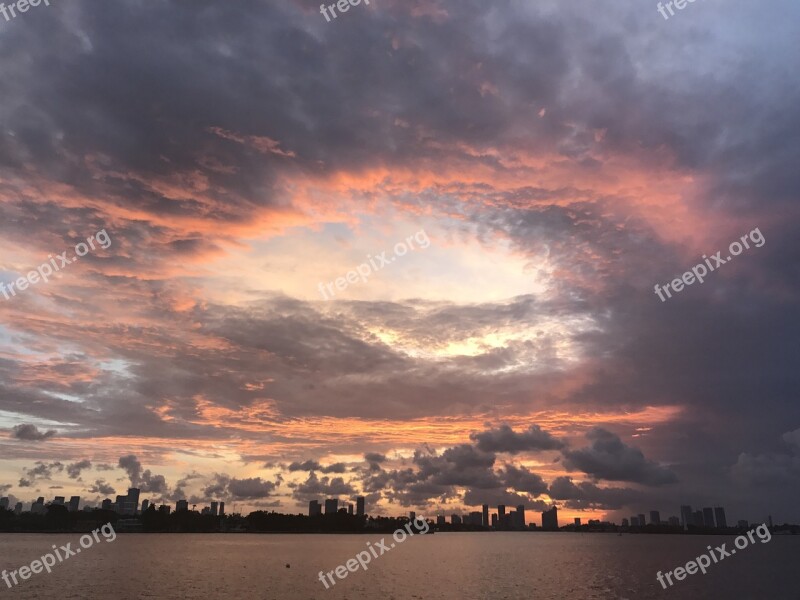 Miami Brickell Bay Sunset Downtown