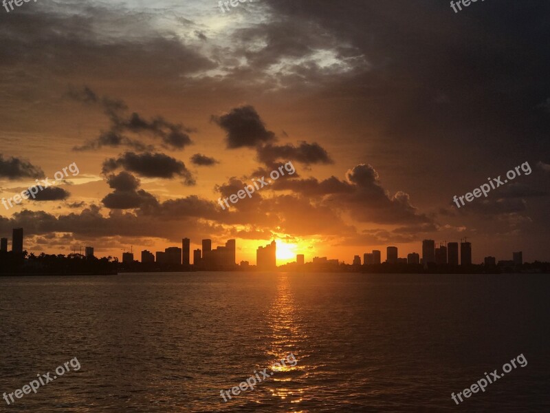 Miami Brickell Bay Sunset Downtown