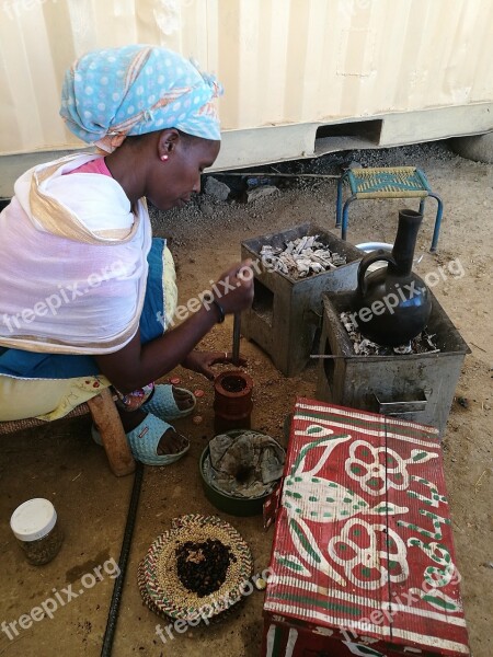 Africa Eritrea Woman Traditions Coffee